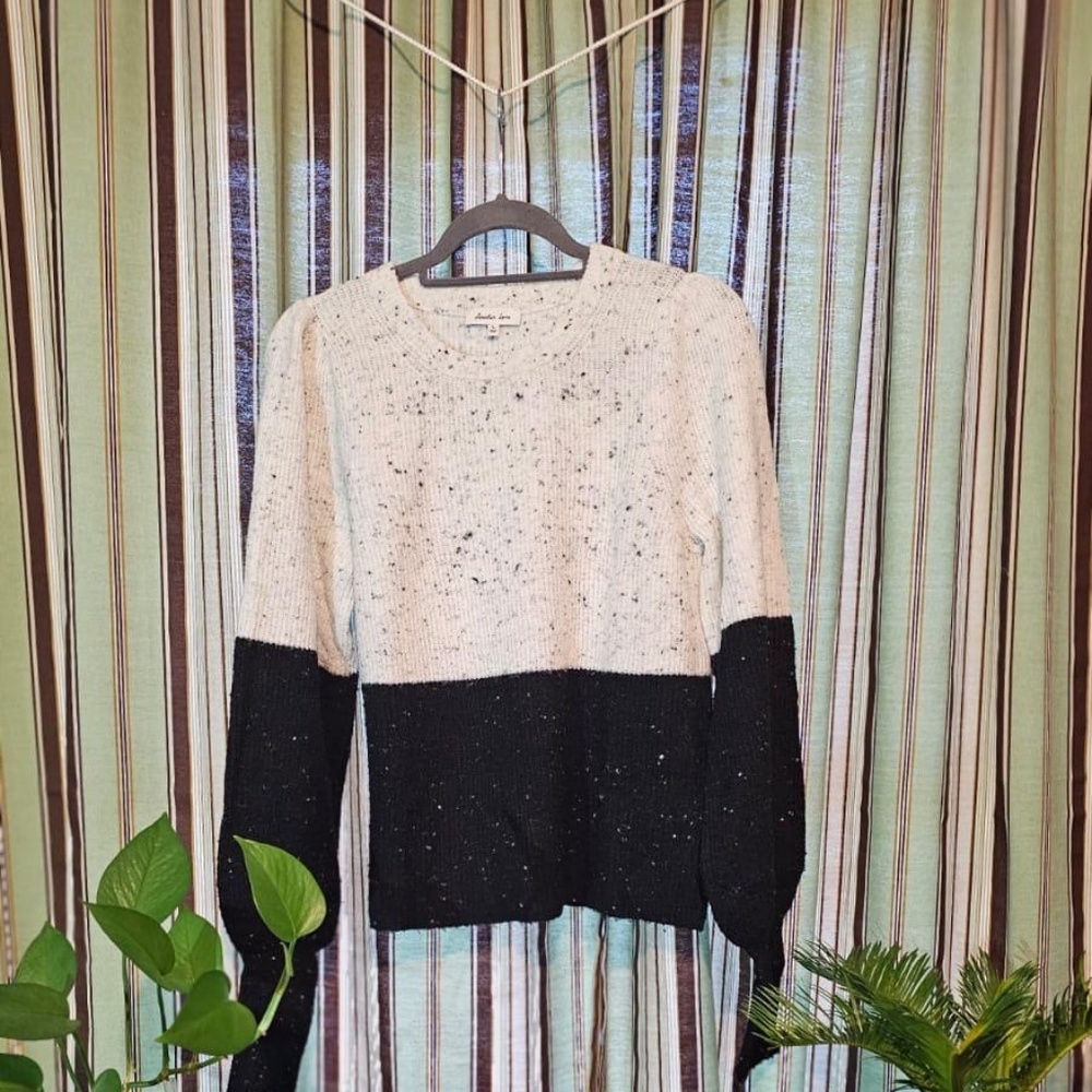 LIZZY COLOR BLOCK SWEATER CREAM/BLACK